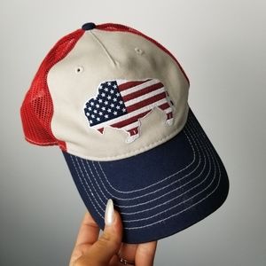 American flag buffalo trucker hat